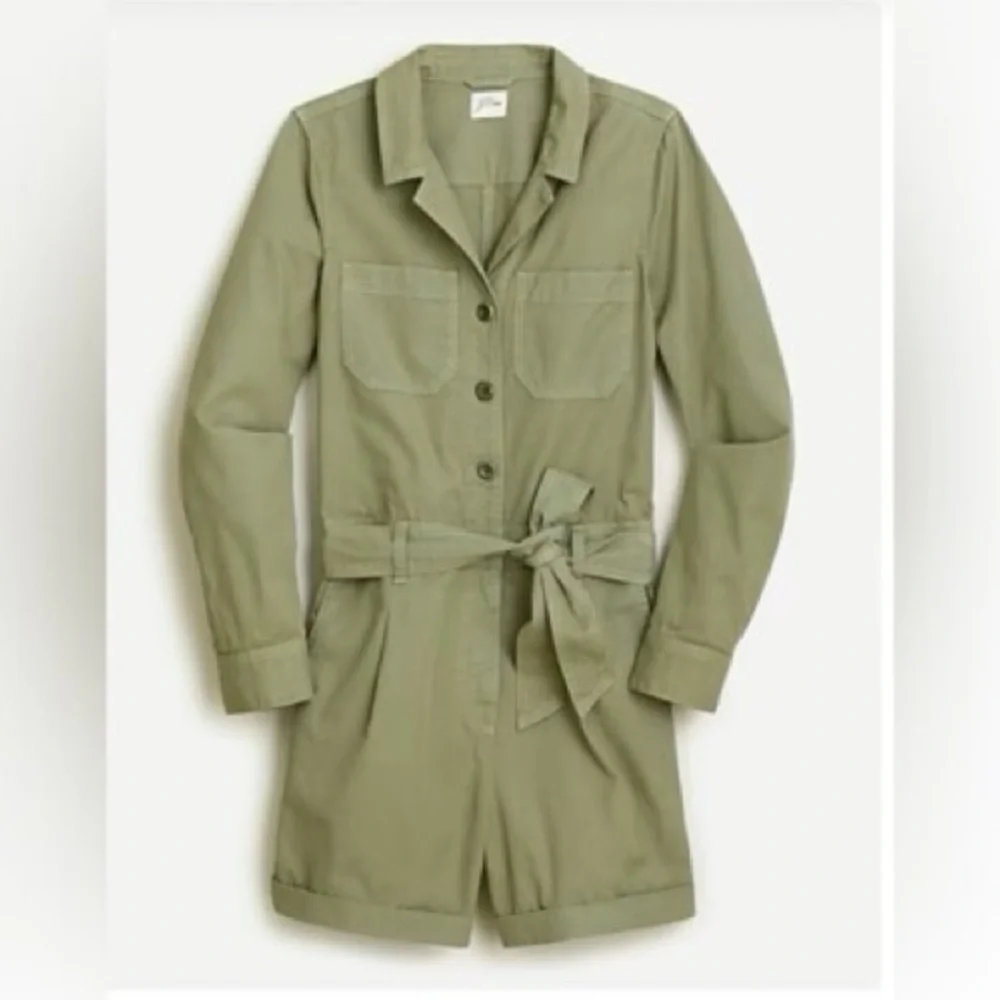 J.Crew khaki foundry Chino short classic coveralls long sleeve romper size 6